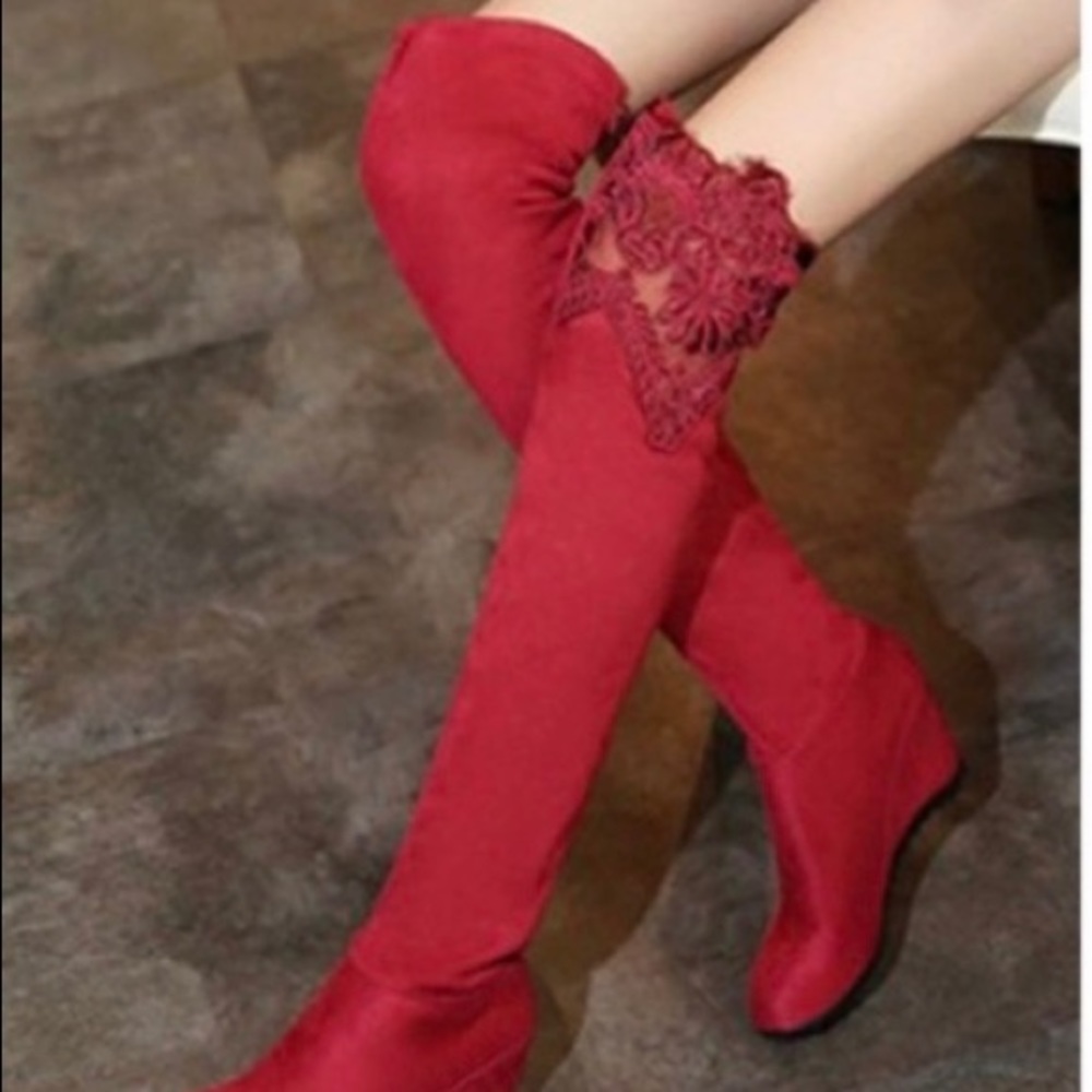 Red over the knee boots size 9.5/10